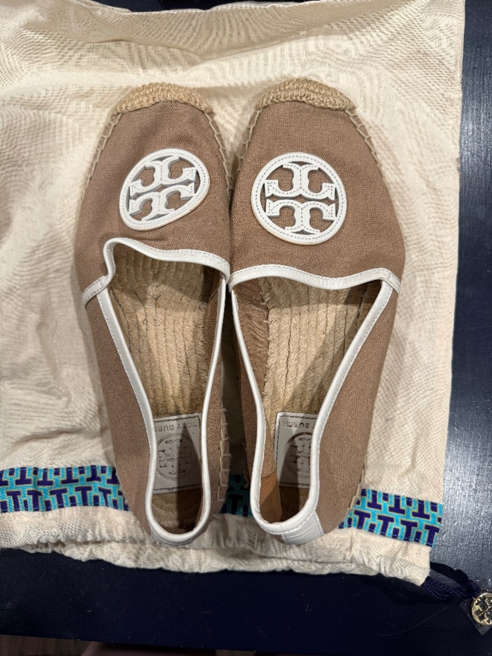 Tory Burch Tan Canvas Espadrille